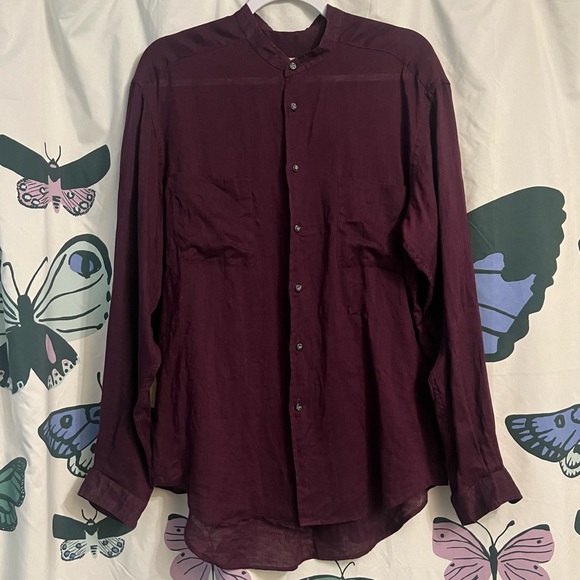 Mens vintage light weight leno woven button up